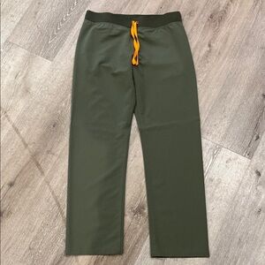 Figs Livingston Olive Green Pants with Orange Drawstring